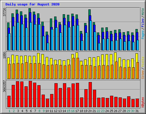 Daily usage for August 2020