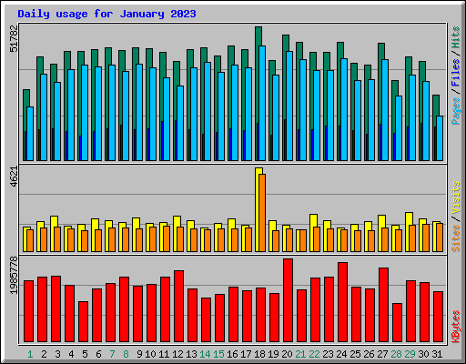 Daily usage for January 2023