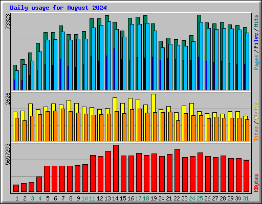 Daily usage for August 2024