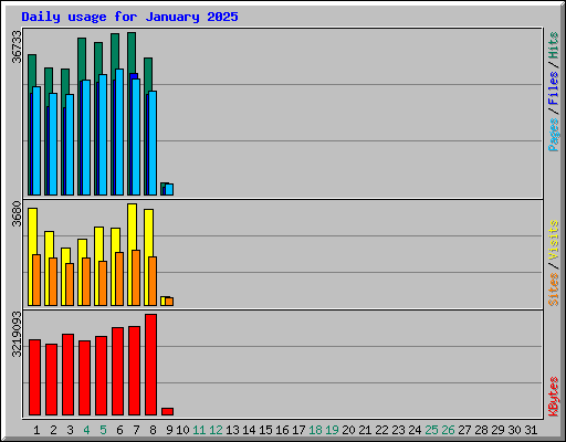 Daily usage for January 2025