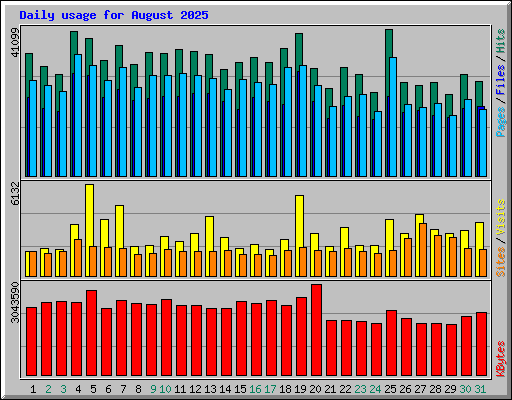 Daily usage for August 2025